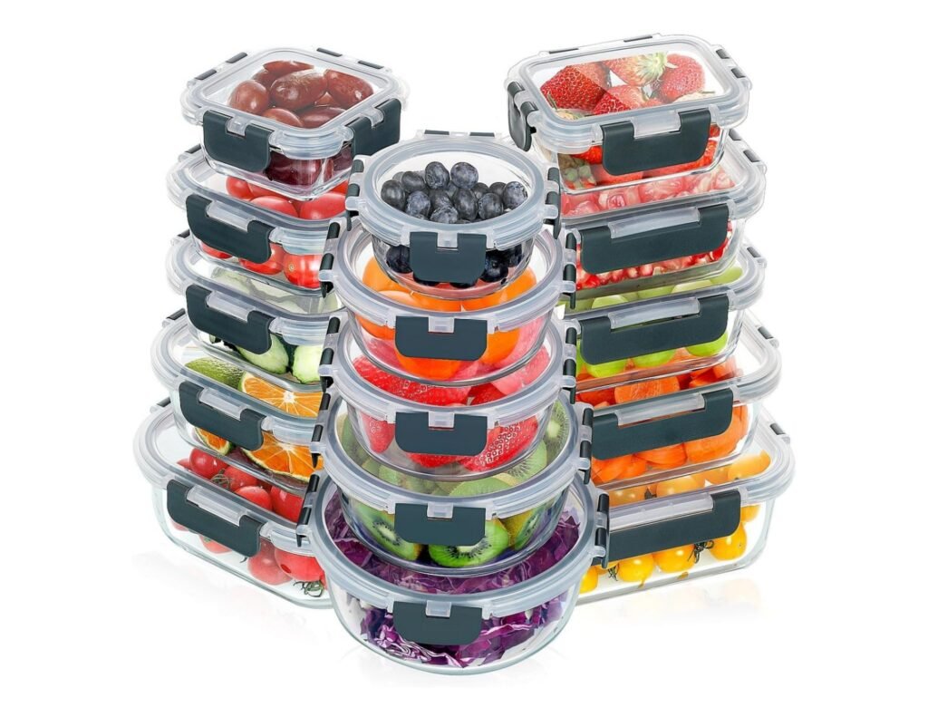 VERONES 30 Pieces Glass Food Storage Containers