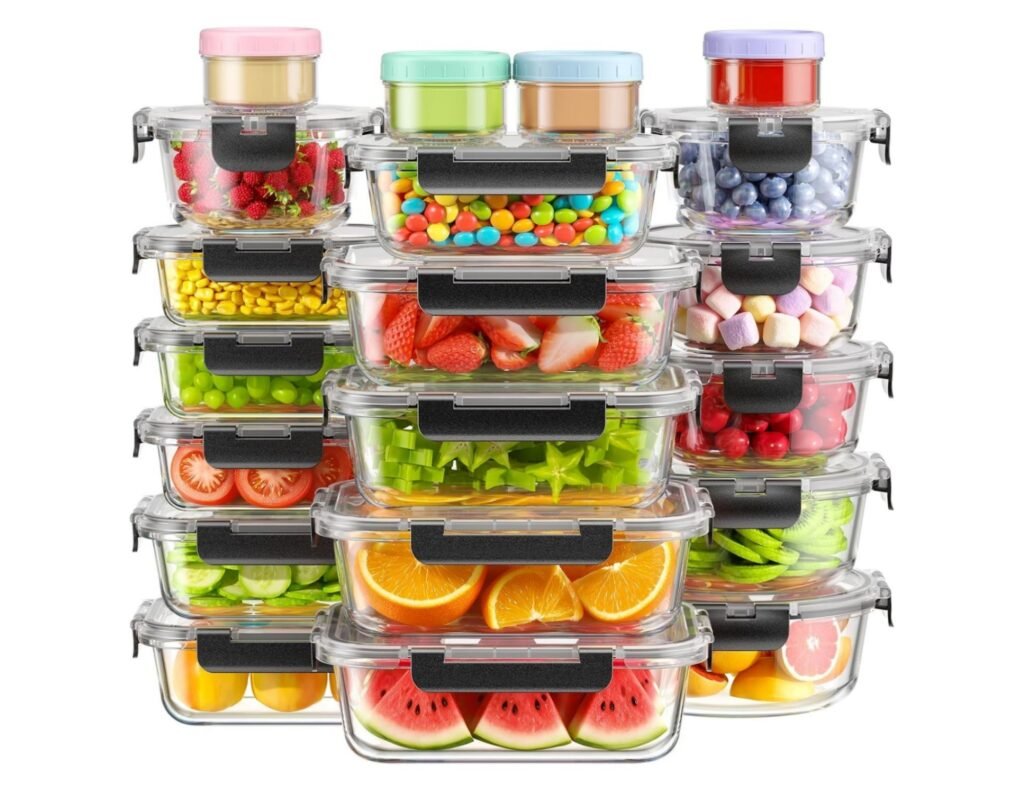 BiuLeon 40 PCS Glass Food Storage Containers